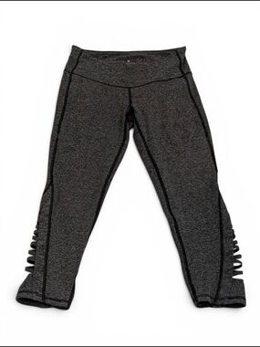 Athleta Dark Heather Gray Capri Leggings with Side Cutout Detail
